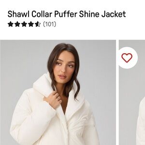 Fabletics Cream Shawl Collar Puffer Jacket